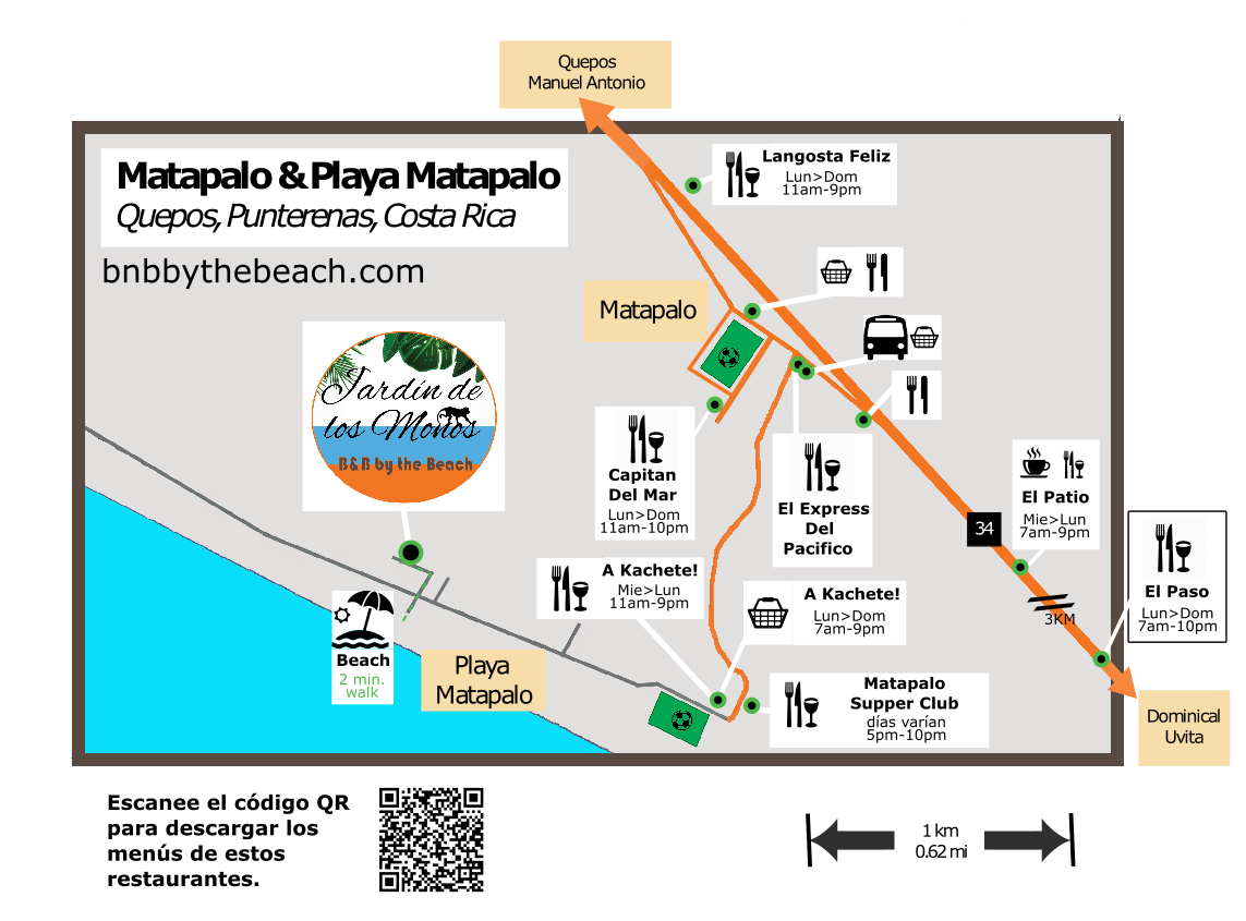 Playa Matapalo Costa Rica Map v14 ES 2026 Playa Matapalo Costa Rica Mapa